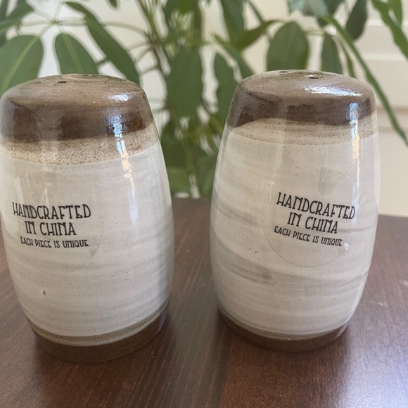 Handmade Ceramic Grey and Brown Salt and Pepper Shaker with Large Holes - Picture 3 of 6